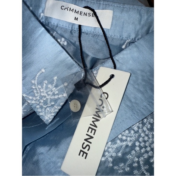 Commense Blue Embroidered Shirt and Shorts Set - Bohemian Style Loungewear M - Picture 5 of 5